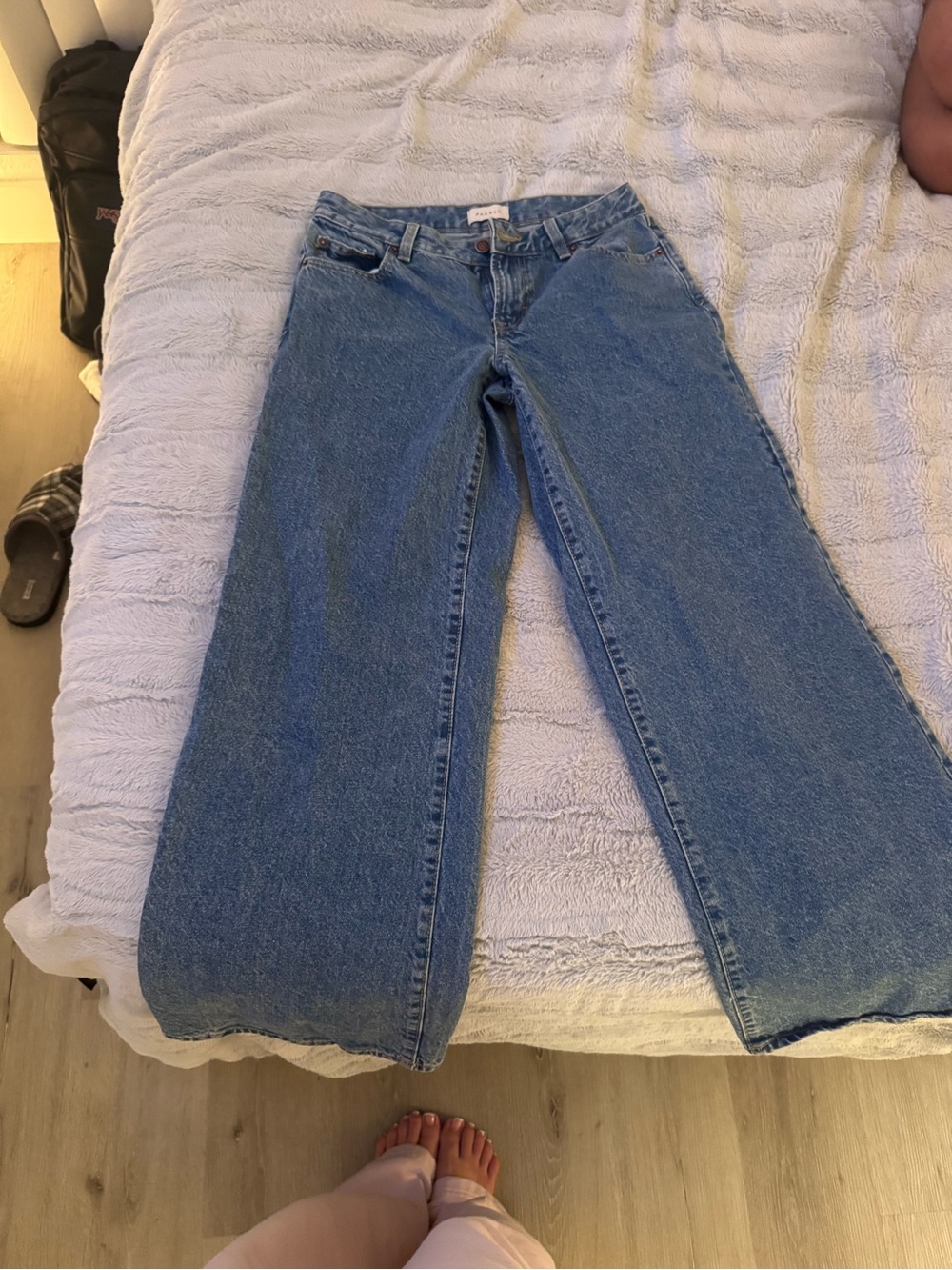 Wide Leg Blue Denim Jeans